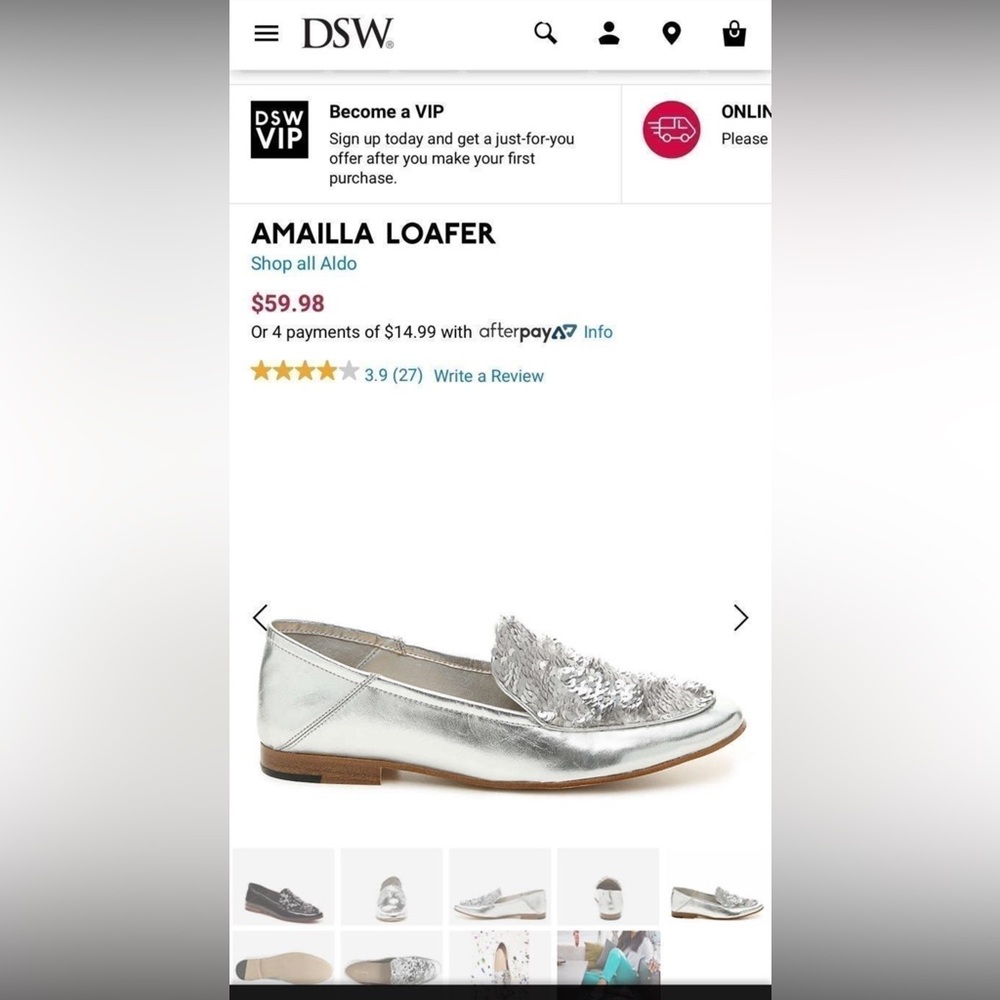 NWT ALDO Women's Amailla silver sequin loafers 8.5